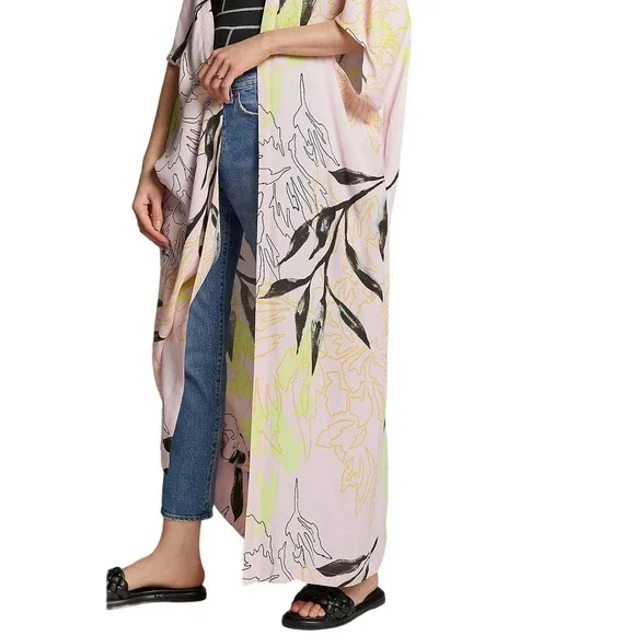 Anthropologie Pastel Floral Kimono Cardigan - Picture 4 of 12